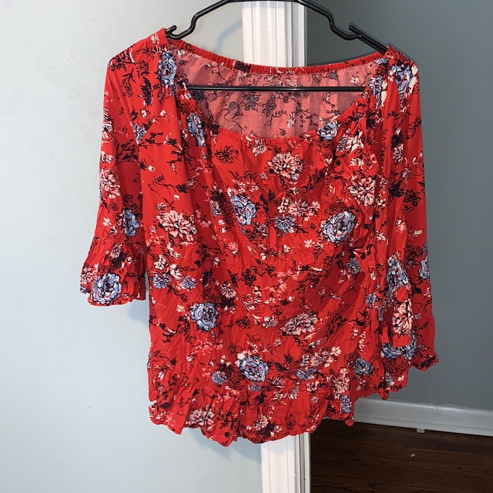 Faded glory floral off the shoulder shirt